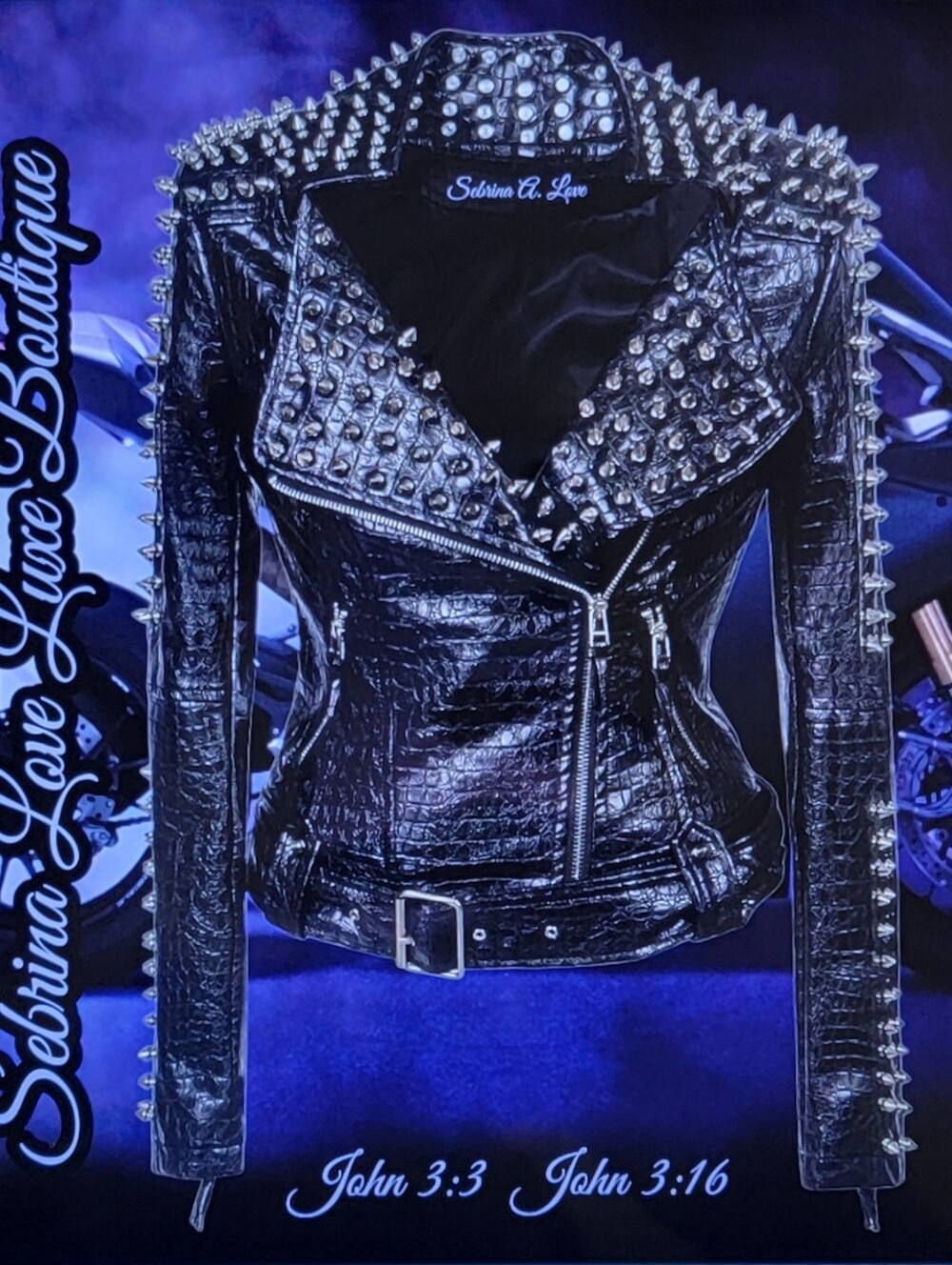 Black Spike Studded Leather Moto Jacket